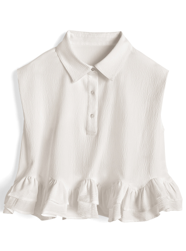 フリルノースリーブブラウス