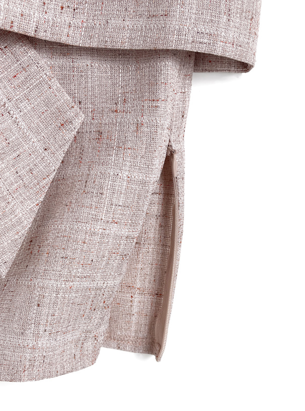 オフショルダーリボンツイードトップス