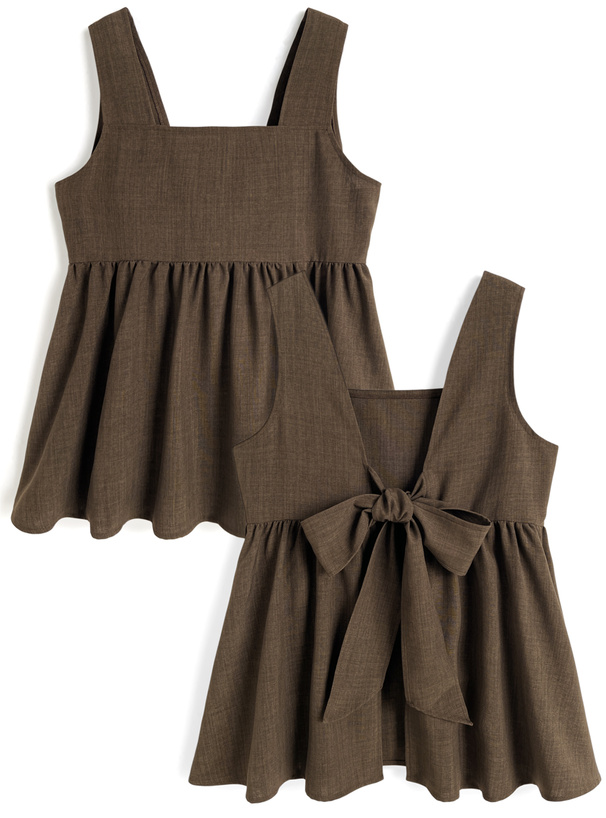 前後2Wayリボンノースリーブフレアトップス