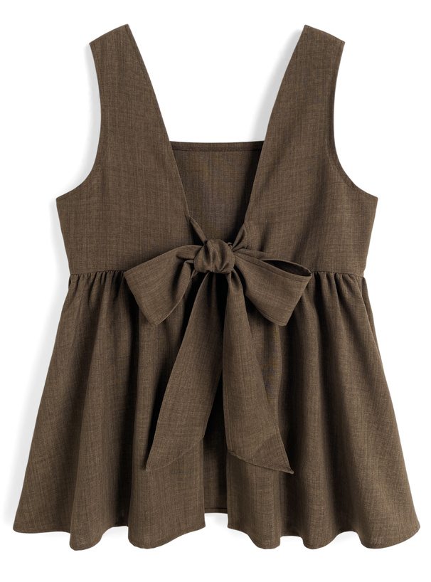 前後2Wayリボンノースリーブフレアトップス