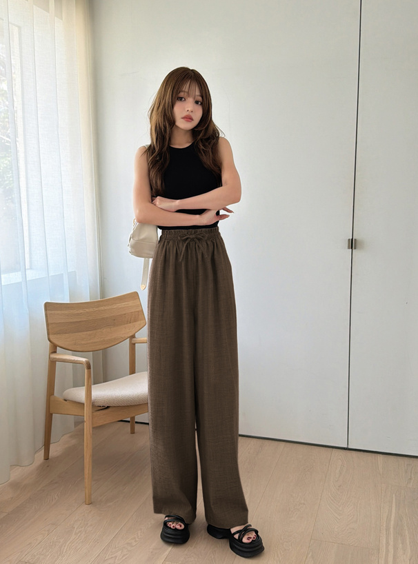 リネンタッチワイドパンツ