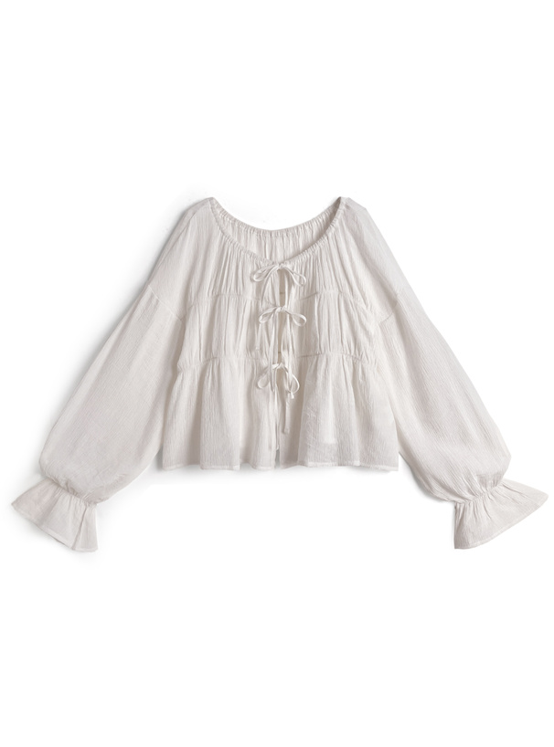 リボンギャザーカーディガン