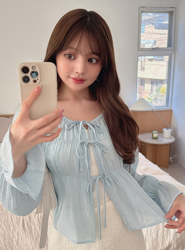 リボンギャザーカーディガン