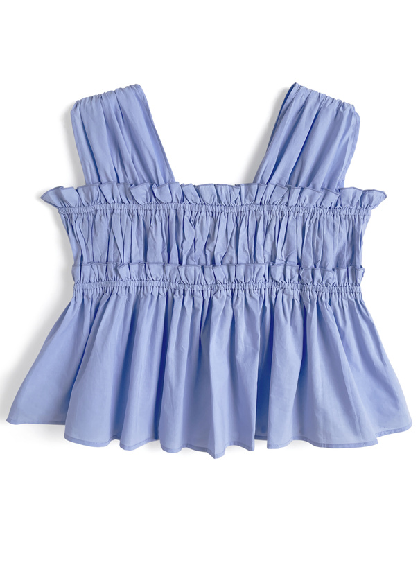 シャーリングノースリーブブラウス