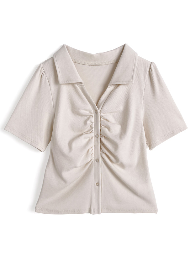 スキッパーギャザートップス