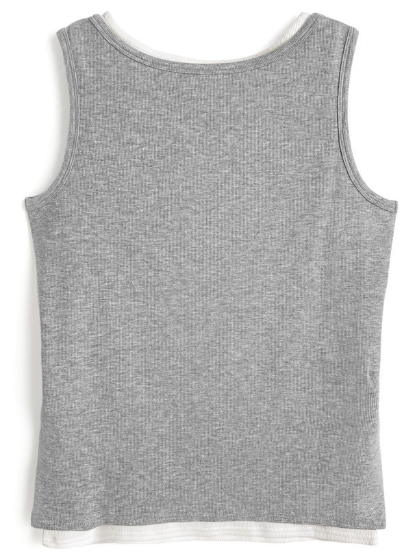 ヘンリーネックタンクトップ×ベーシックタンクトップアンサンブル