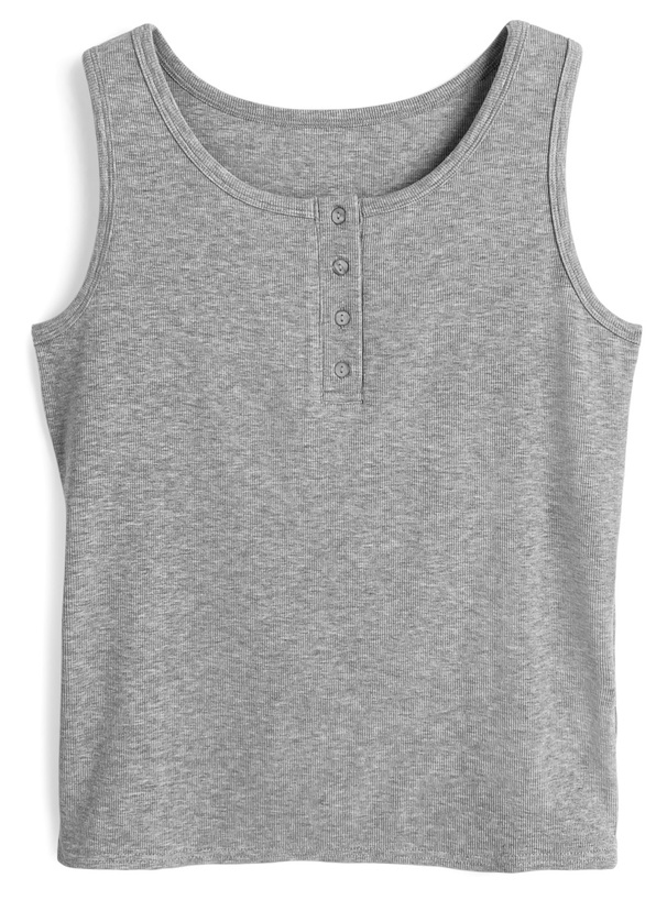 ヘンリーネックタンクトップ×ベーシックタンクトップアンサンブル