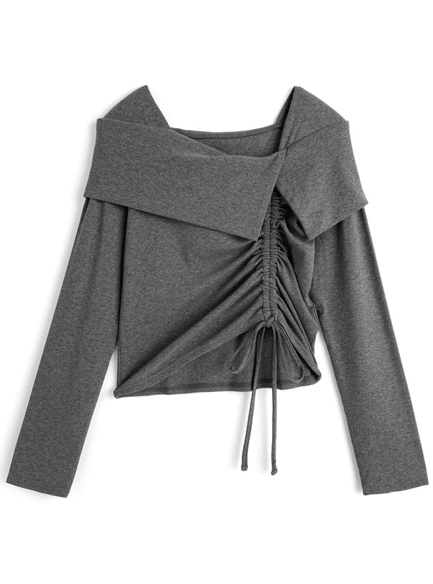 アシンメトリーカラードロストトップス