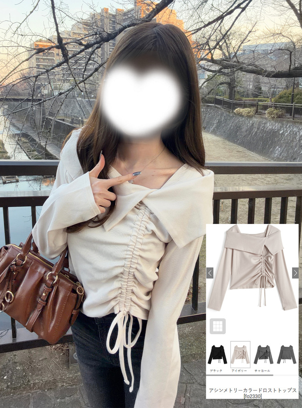 アシンメトリーカラードロストトップス