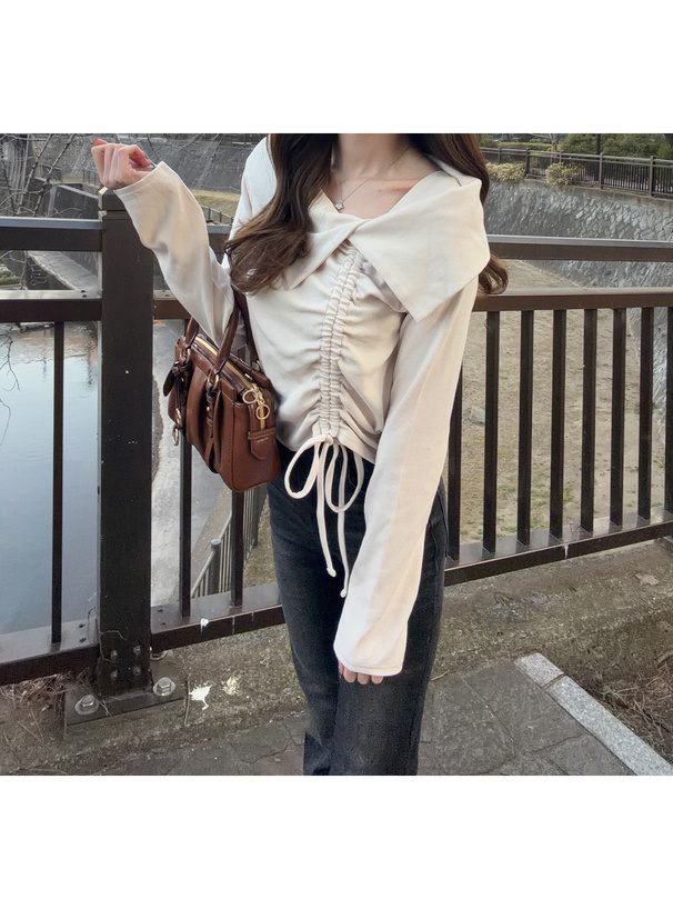 アシンメトリーカラードロストトップス