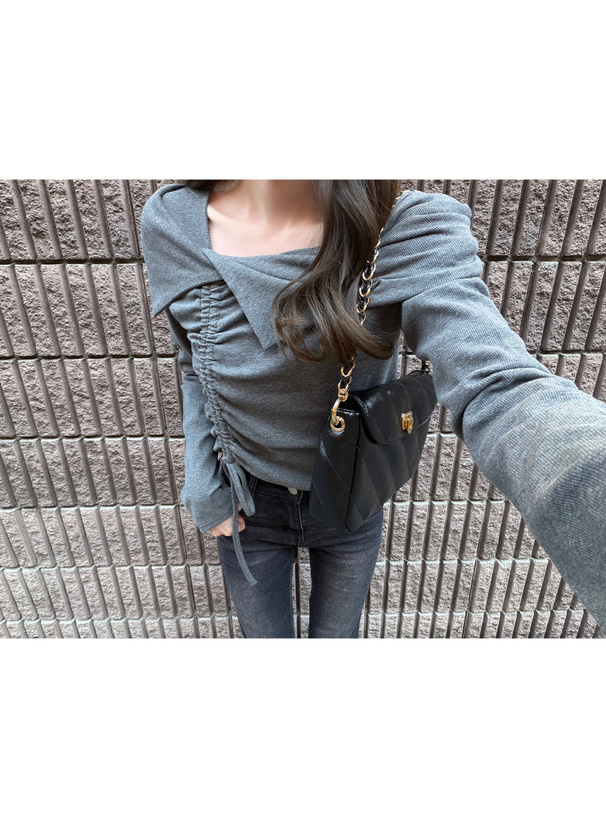 アシンメトリーカラードロストトップス