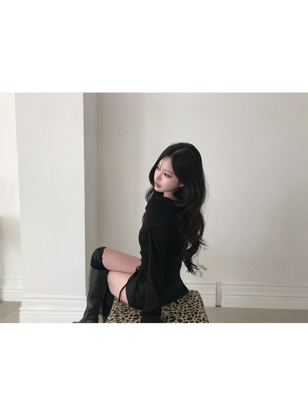 アシンメトリーカラードロストトップス