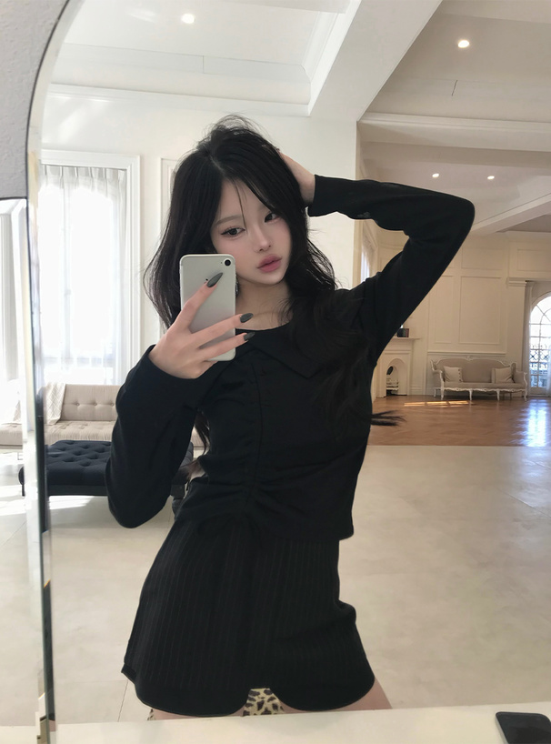 アシンメトリーカラードロストトップス