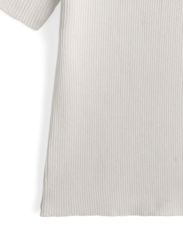 クロスネックリブニットトップス