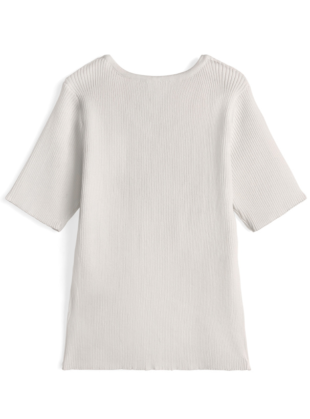 クロスネックリブニットトップス