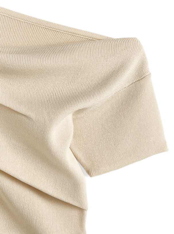 ワンショルダードレープニットトップス