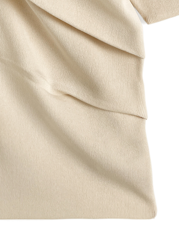 ワンショルダードレープニットトップス