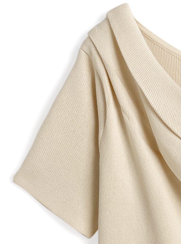 ワンショルダードレープニットトップス