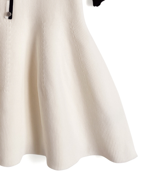 配色ペプラムニットトップス