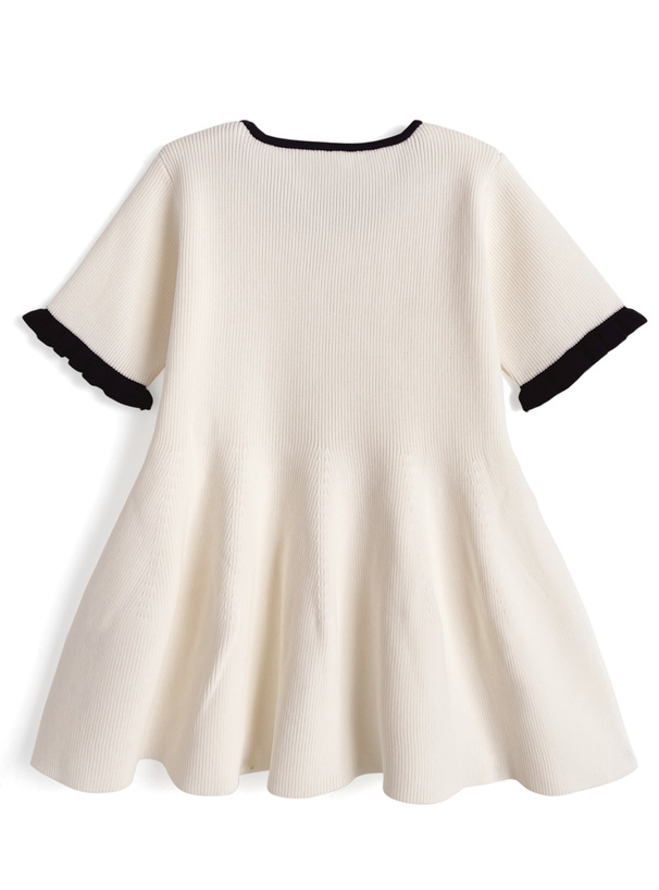 配色ペプラムニットトップス