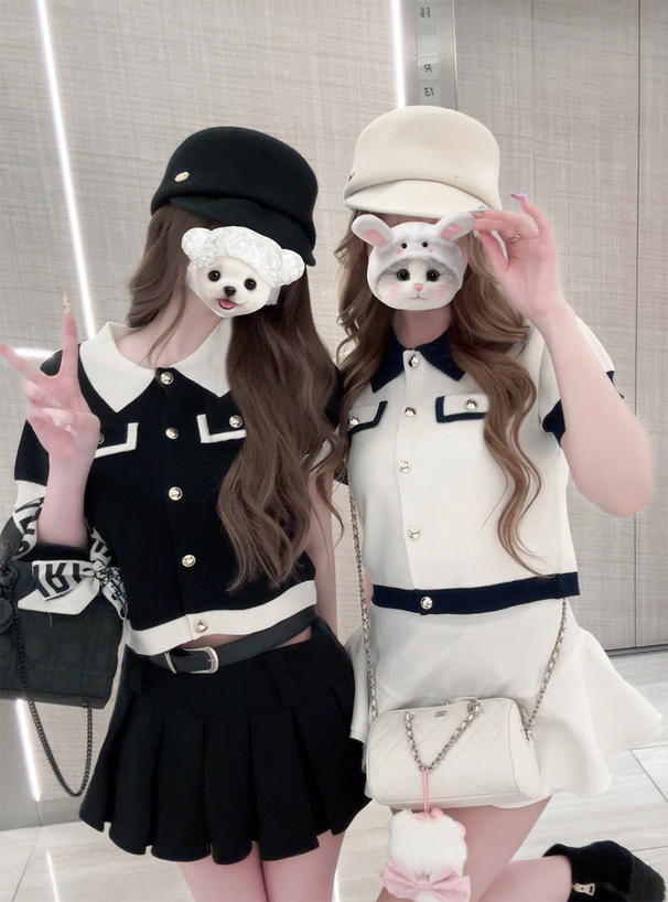 配色ニットカーディガン