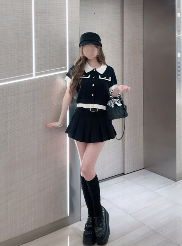 配色ニットカーディガン