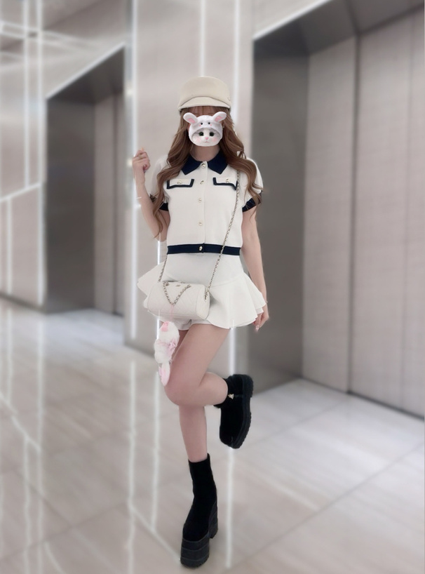 配色ニットカーディガン