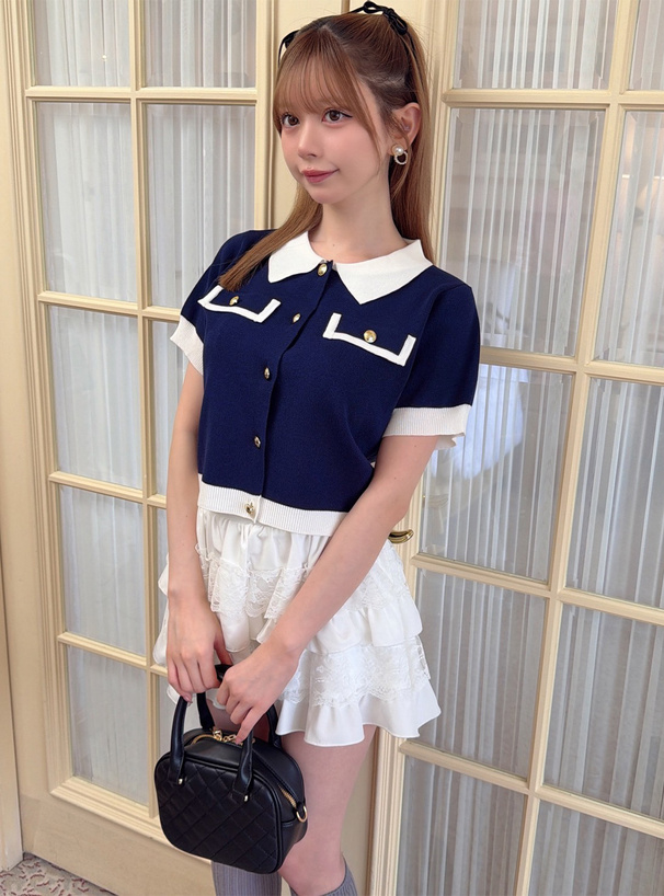 配色ニットカーディガン