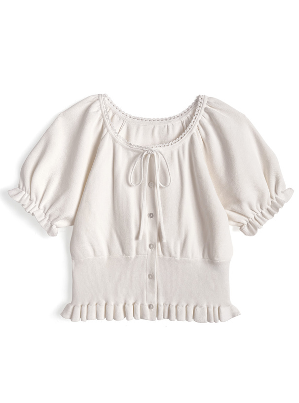 リボンフリルニットトップス