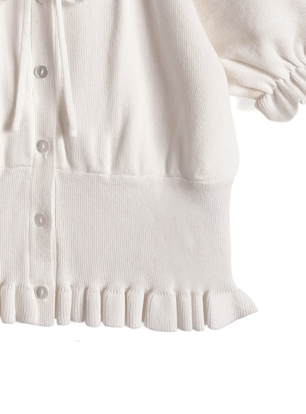 リボンフリルニットトップス