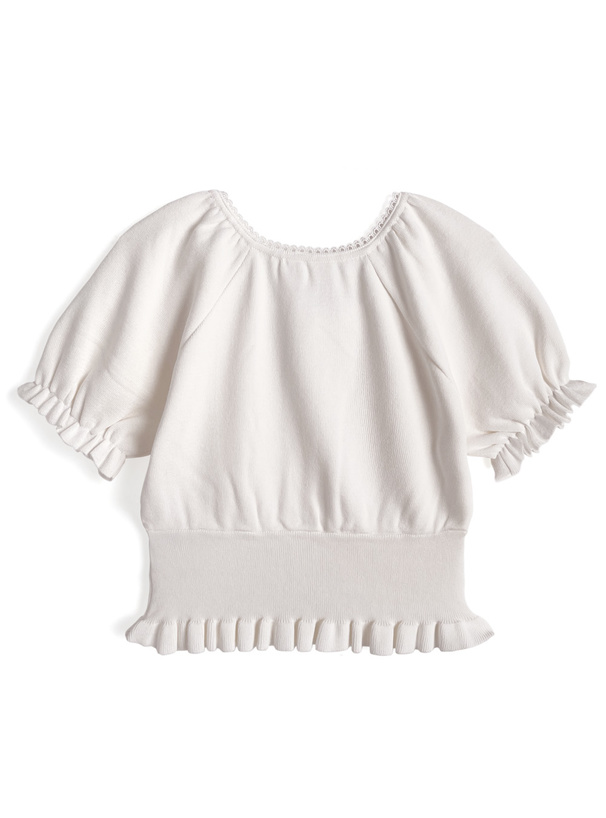 リボンフリルニットトップス