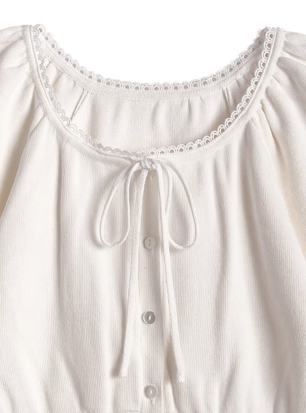 リボンフリルニットトップス