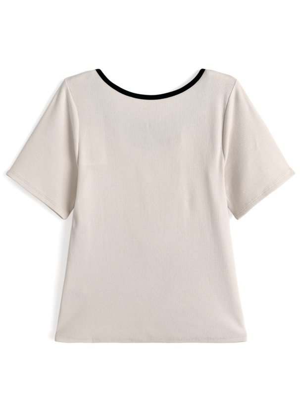 レイヤード風配色パイピングトップス