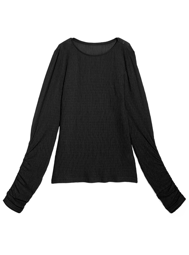 クルーネックギャザーシアートップス[fo2344]