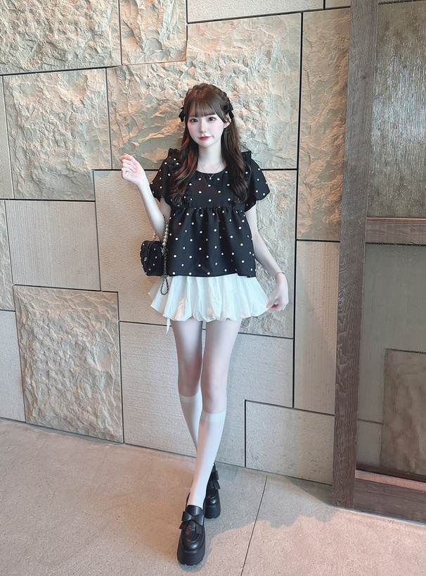 ドット柄フリルペプラムブラウス[fo2441] | レディースファッション