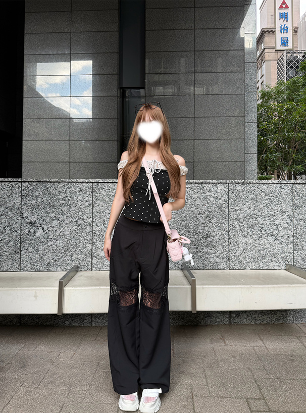 レース切替セミワイドパンツ