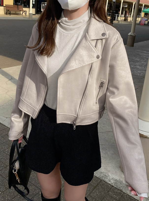 ショート丈スエードライダースジャケット