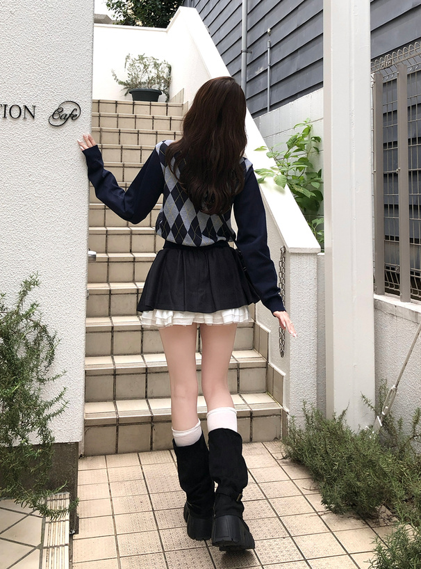 アーガイル柄ニットカーディガン
