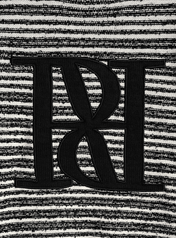 ボーダー柄ロゴ刺繍ニットトップス