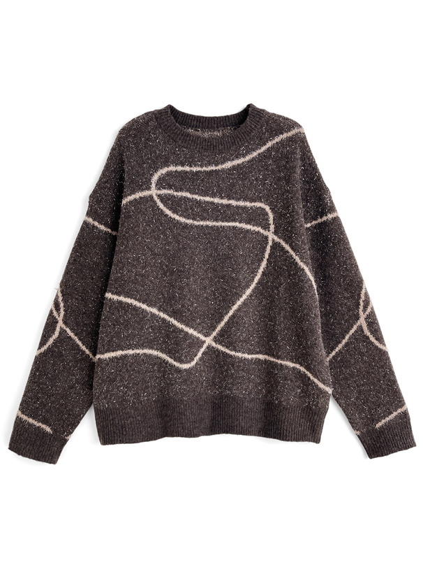 ジャガードデザインラメニットプルオーバー