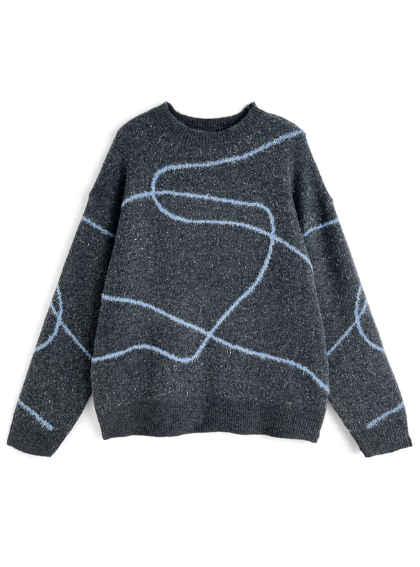 ジャガードデザインラメニットプルオーバー