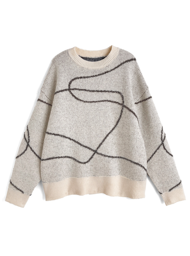 ジャガードデザインラメニットプルオーバー[fs15]