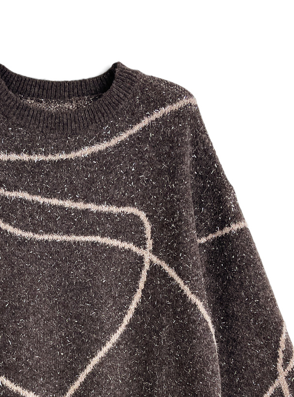 ジャガードデザインラメニットプルオーバー