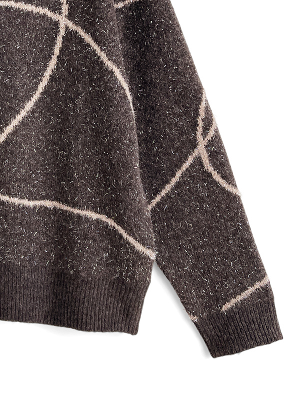 ジャガードデザインラメニットプルオーバー