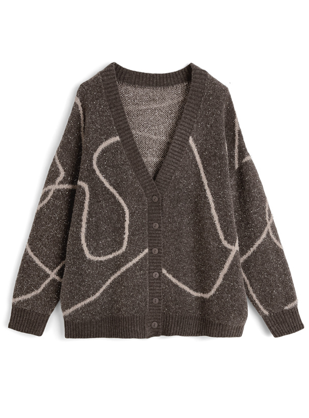 ニュアンス柄ラメニットカーディガン