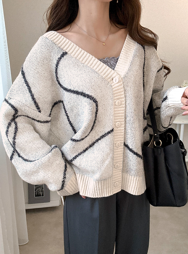 ニュアンス柄ラメニットカーディガン