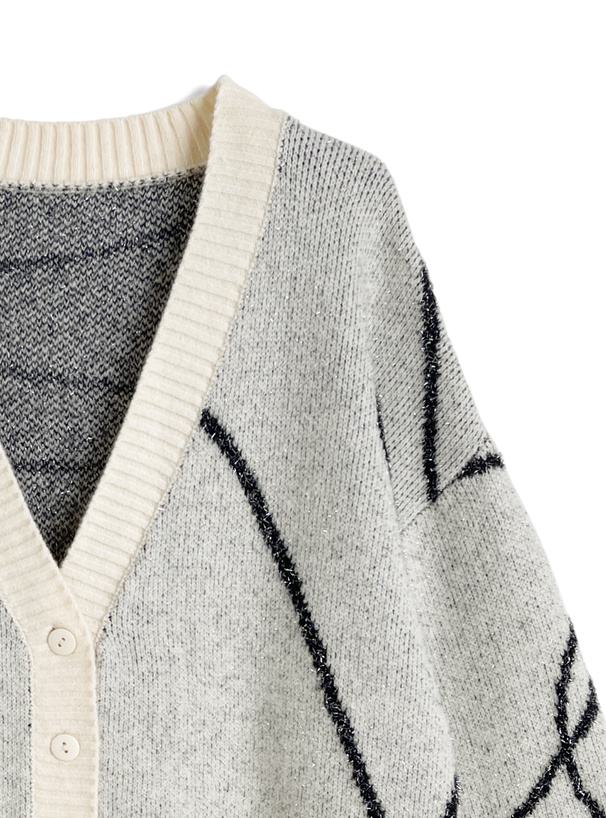 ニュアンス柄ラメニットカーディガン