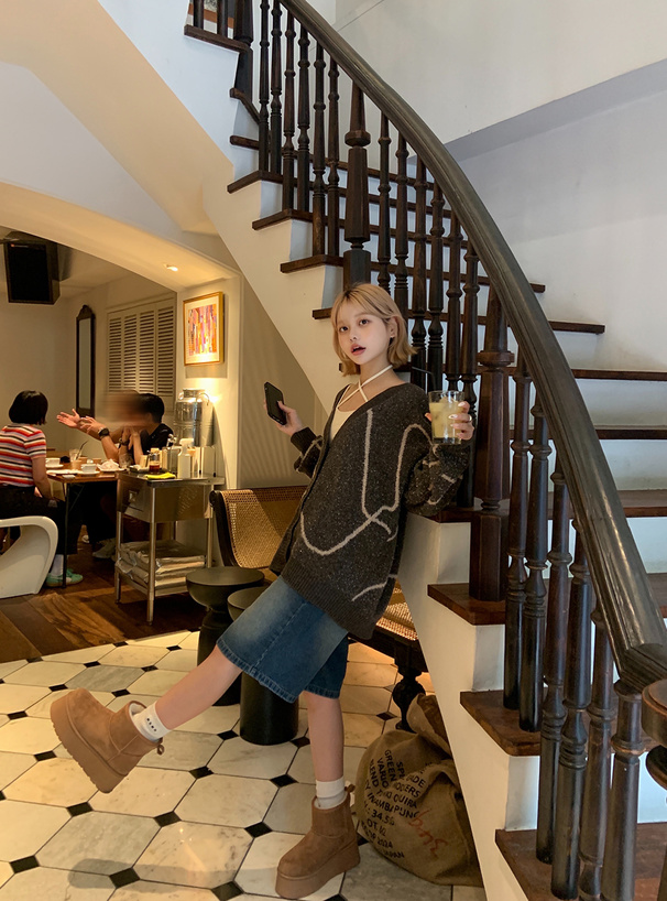 ニュアンス柄ラメニットカーディガン