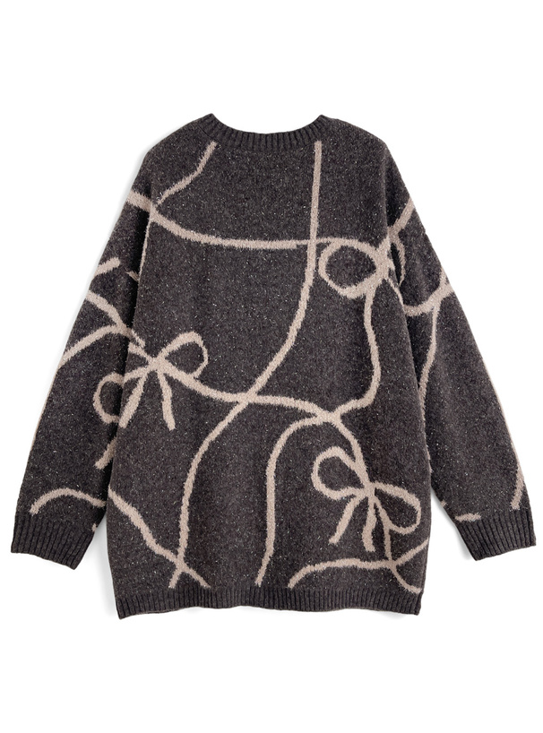 リボン柄ラメニットカーディガン