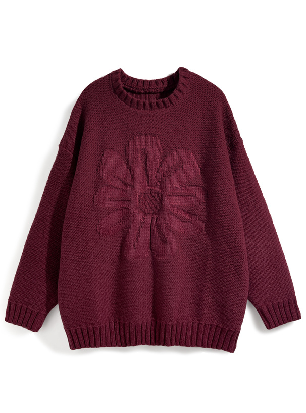 フラワージャガードニットトップス